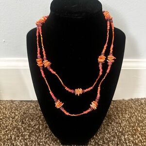 Elegant Orange and Pink Beaded Necklace